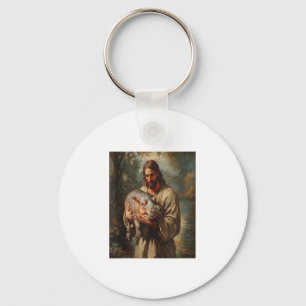 Jesus bär Moo-Deng Jesus Kärlek Moo Deng Baby Pyg Nyckelring
