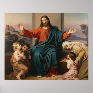Jesus Barns Kom till mig Bible Verse Melchior Poster