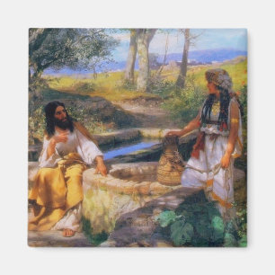 Jesus & barnsamaritkvinnan på Jacob väl magnet