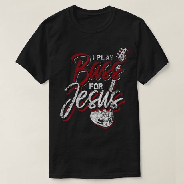 Jesus Basist Kristna Basist Basgitarr T Shirt (Design framsida)