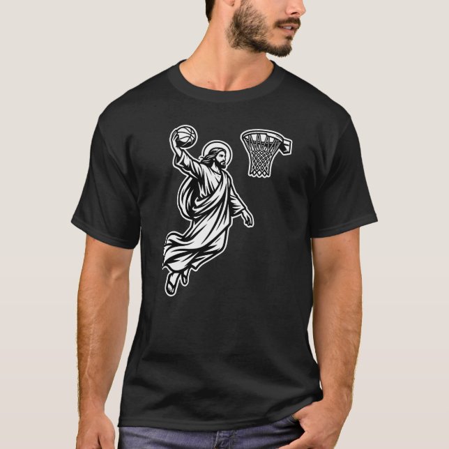Jesus Basketboll Dunk - Sportssatir T Shirt (Framsida)