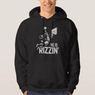 Jesus Basketboll Han är Rizzin' Rolig Kristen Hoodie