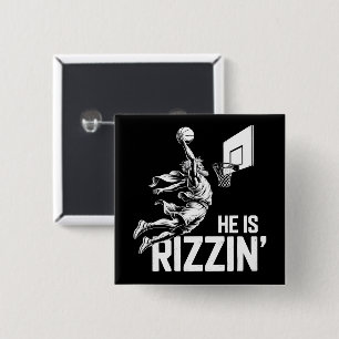 Jesus Basketboll Han är Rizzin' Rolig Kristet Knapp