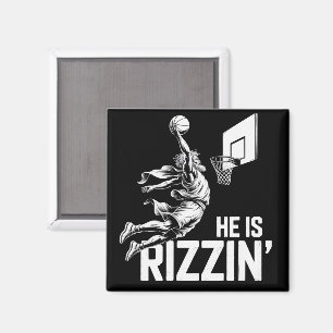 Jesus Basketboll Han är Rizzin' Rolig Kristna Magnet