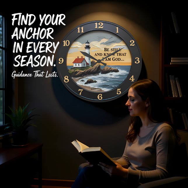 Jesus Be Still Coastal Cottage Stor Klocka (Skapare uppladdad)