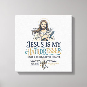 Jesus Beauty Salon Frisör T-Shirt Inspiration Canvastryck