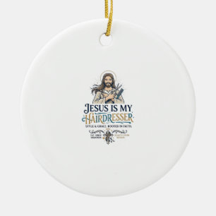 Jesus Beauty Salon Frisör T-Shirt Inspiration Julgransprydnad Keramik