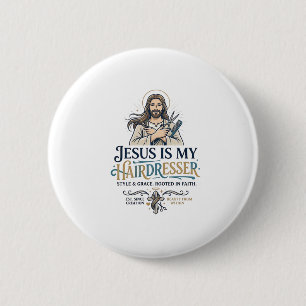 Jesus Beauty Salon Frisör T-Shirt Inspiration Knapp