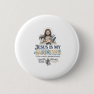 Jesus Beauty Salon Frisör T-Shirt Inspiration Knapp