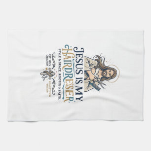 Jesus Beauty Salon Frisör T-Shirt Inspiration Kökshandduk