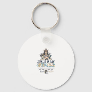 Jesus Beauty Salon Frisör T-Shirt Inspiration Nyckelring