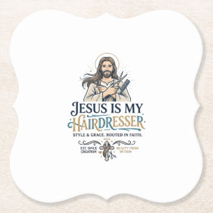 Jesus Beauty Salon Frisör T-Shirt Inspiration Underlägg Papper