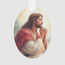 Jesus Bedjande Akvarell Konst | Kristen Tro
