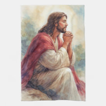 Jesus Bedjande Vattenfärgskonst | Kristet Livstro