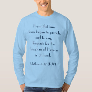 JESUS Began to Preach Navy Blue on Light Blue T Shirt