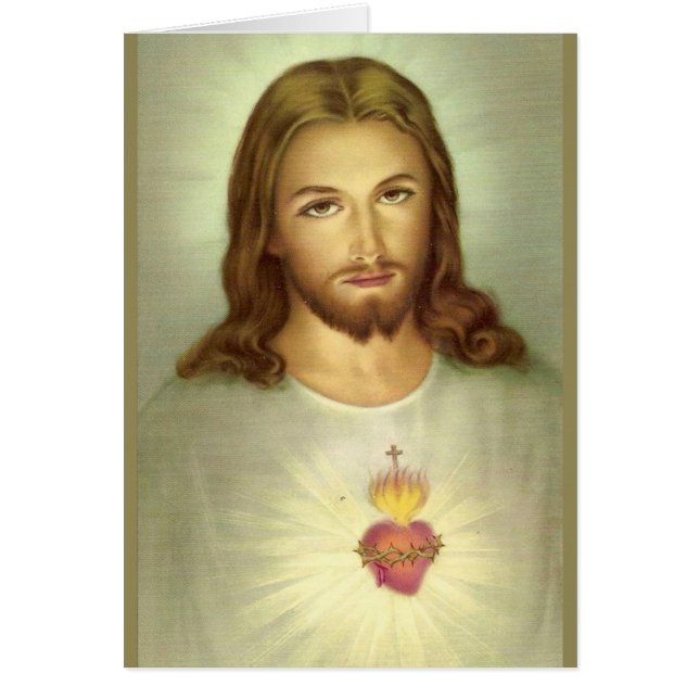 Jesus begravda Tack, katolska Helig Heart Hälsningskort (Framsidan)