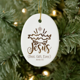 JESUS BEST GIFT EVER NITY Star Jul Julgransprydnad Keramik