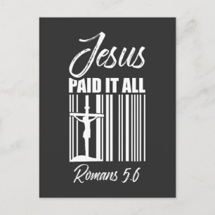 Jesus Betalade all Pris Barcode Gud Christian Vykort