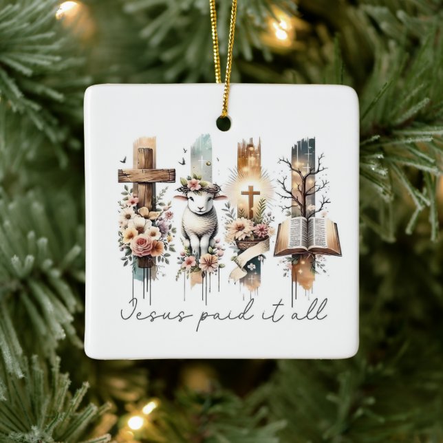 Jesus betalade allt påskprydnad julgransprydnad keramik (Träd)