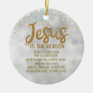Jesus, Bible Verse Joyful Christmas Julgransprydnad Keramik