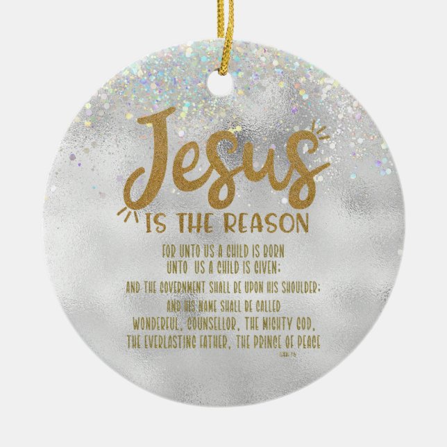 Jesus, Bible Verse Joyful Christmas Julgransprydnad Keramik (Framsidan)