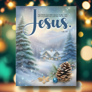Jesus Bible Verse Rustic Woodland Gräs jul Helg Vykort