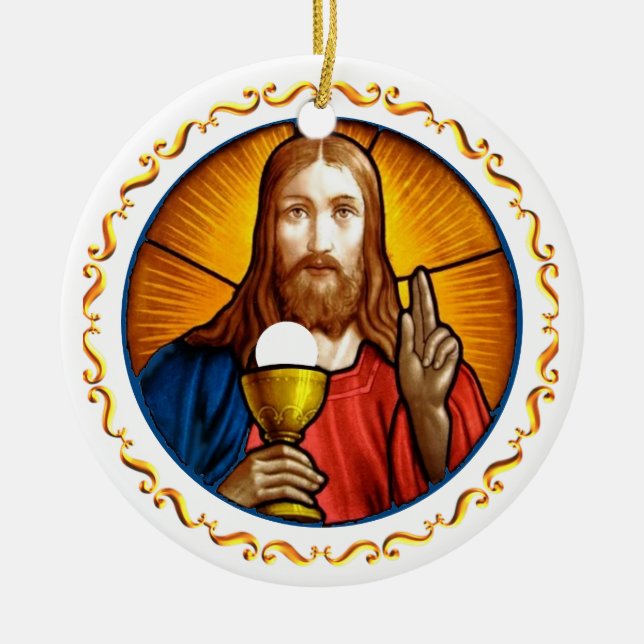 Jesus Bild med förgylld ram Julgransprydnad Keramik (Framsidan)