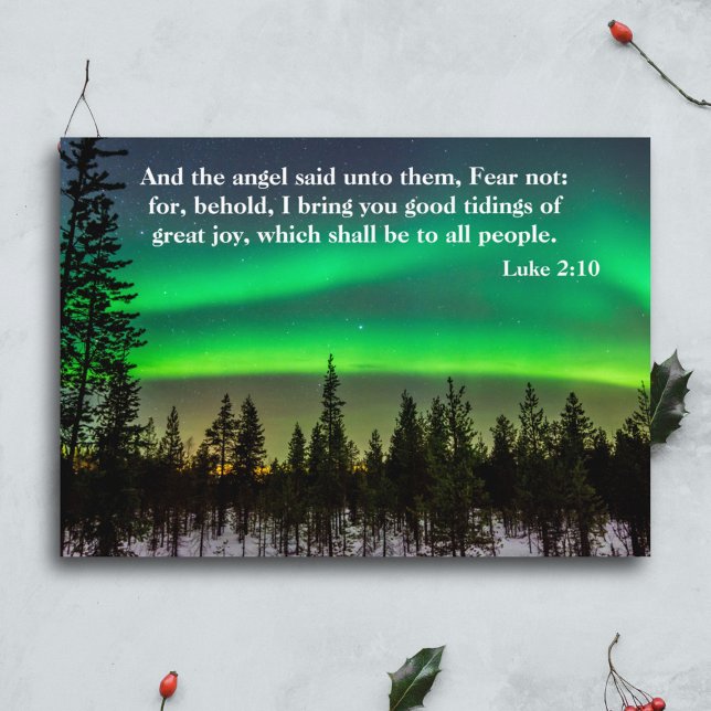 Jesus Birth Scripture Northern Ljus Woodland Julkort (Skapare uppladdad)