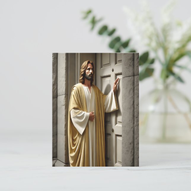 Jesus bjuder in till Antique Door Vykort (Stående Fram)