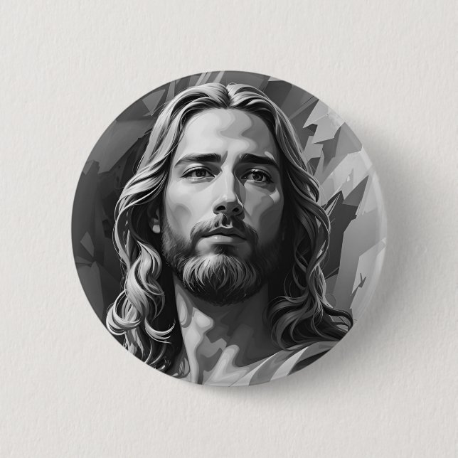 Jesus Black and White-knapp Knapp (Framsida)