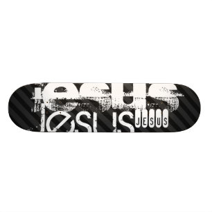 Jesus; Black & Mörk Grått Rand Skateboard Bräda 21,5 Cm