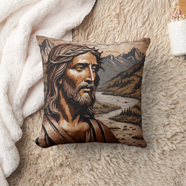 Jesus bland bergen vid Sunset Kudde (Filt)