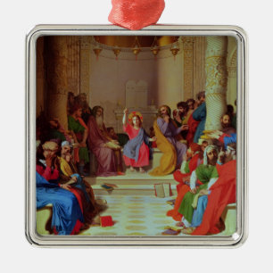 Jesus bland doktorerna, 1862 julgransprydnad metall