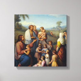 Jesus bland Religiösan Barn Canvastryck