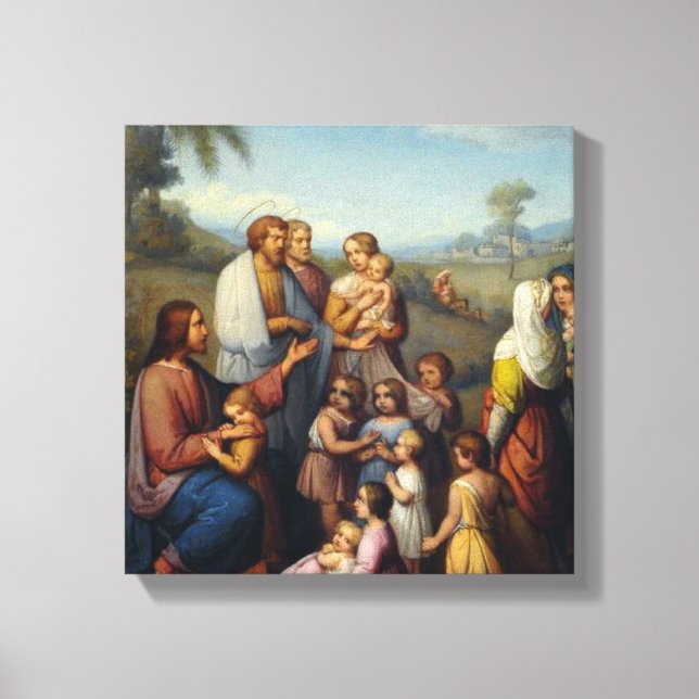 Jesus bland Religiösan Barn Canvastryck (Framsida)