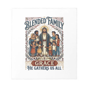 Jesus Blandad Familj Stegfamilj Tröja Kristet Graf Anteckningsblock