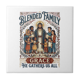 Jesus Blandad Familj Stegfamilj Tröja Kristet Graf Kakelplatta