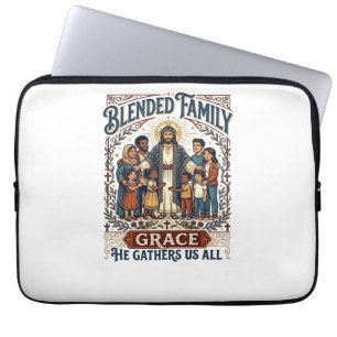 Jesus Blandad Familj Stegfamilj Tröja Kristet Graf Laptop Fodral