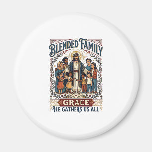 Jesus Blandad Familj Stegfamilj Tröja Kristet Graf Magnet