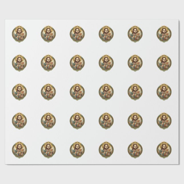 Jesus Blåser Kyss Rött Hjärta Gilla Knapp Humor_1 Presentpapper (Platt)