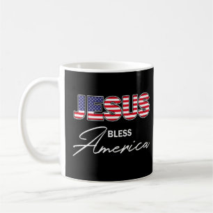 Jesus Bless America Usa Patriotic Christian Kaffemugg