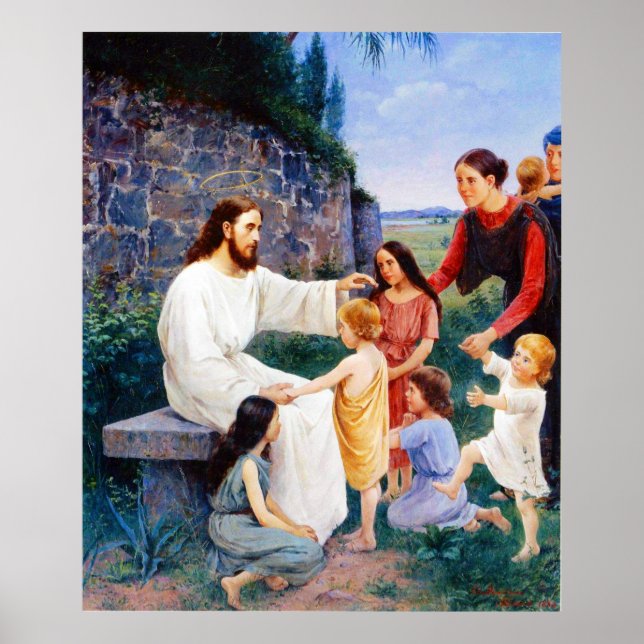 Jesus Blesses the Children Elin Danielson-Gambogi Poster (Framsidan)
