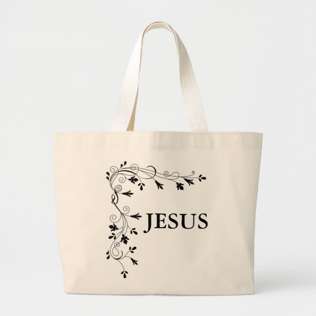 JESUS BLOMMIGT CORNER GRÄNS JUMBO TYGKASSE (Framsidan)