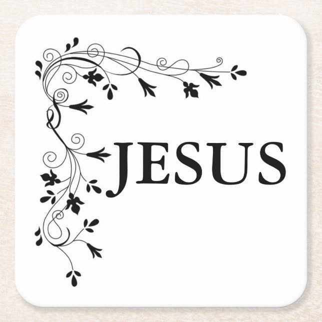 JESUS BLOMMIGT HÖRNKANT UNDERLÄGG PAPPER KVADRAT (Framsidan)