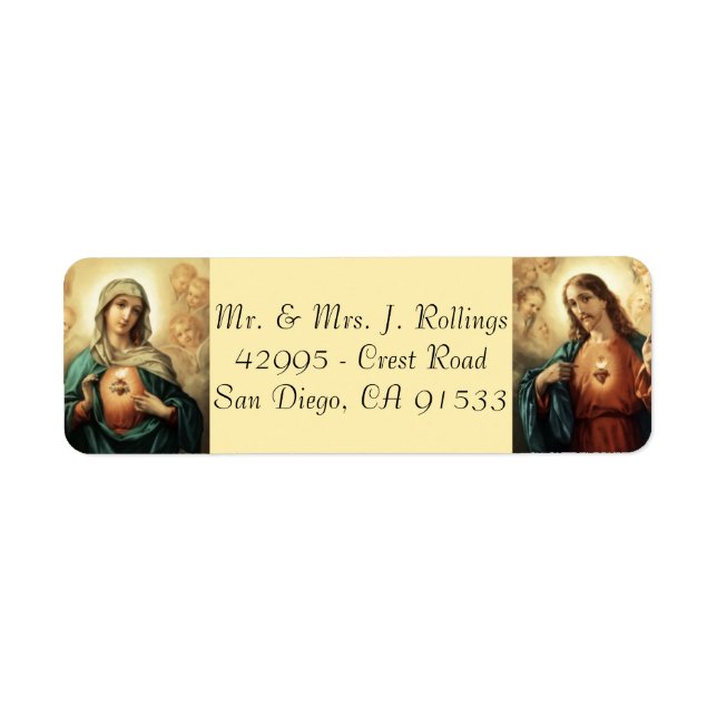 Jesus & Blsed Virgin Mary Returetiketters Returadress Etikett (Framsidan)