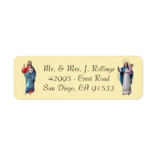 Jesus & Blsed Virgin Mary Returetiketters Returadress Etikett