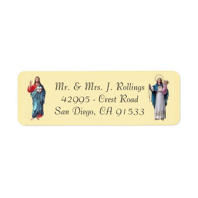 Jesus & Blsed Virgin Mary Returetiketters Returadress Etikett (Framsidan)