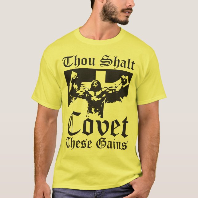 Jesus Bodybuilding Living Gains Tee Shirt (Framsida)