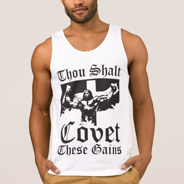 Jesus Bodybuilding Living Gains Tee Shirt (Framsida)