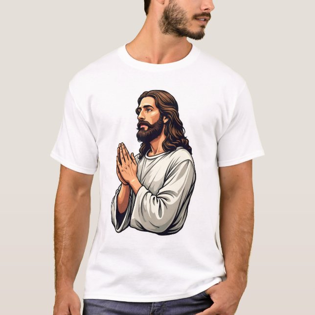 Jesus bönhänder Vintage gravyr t-shirt (Framsida)